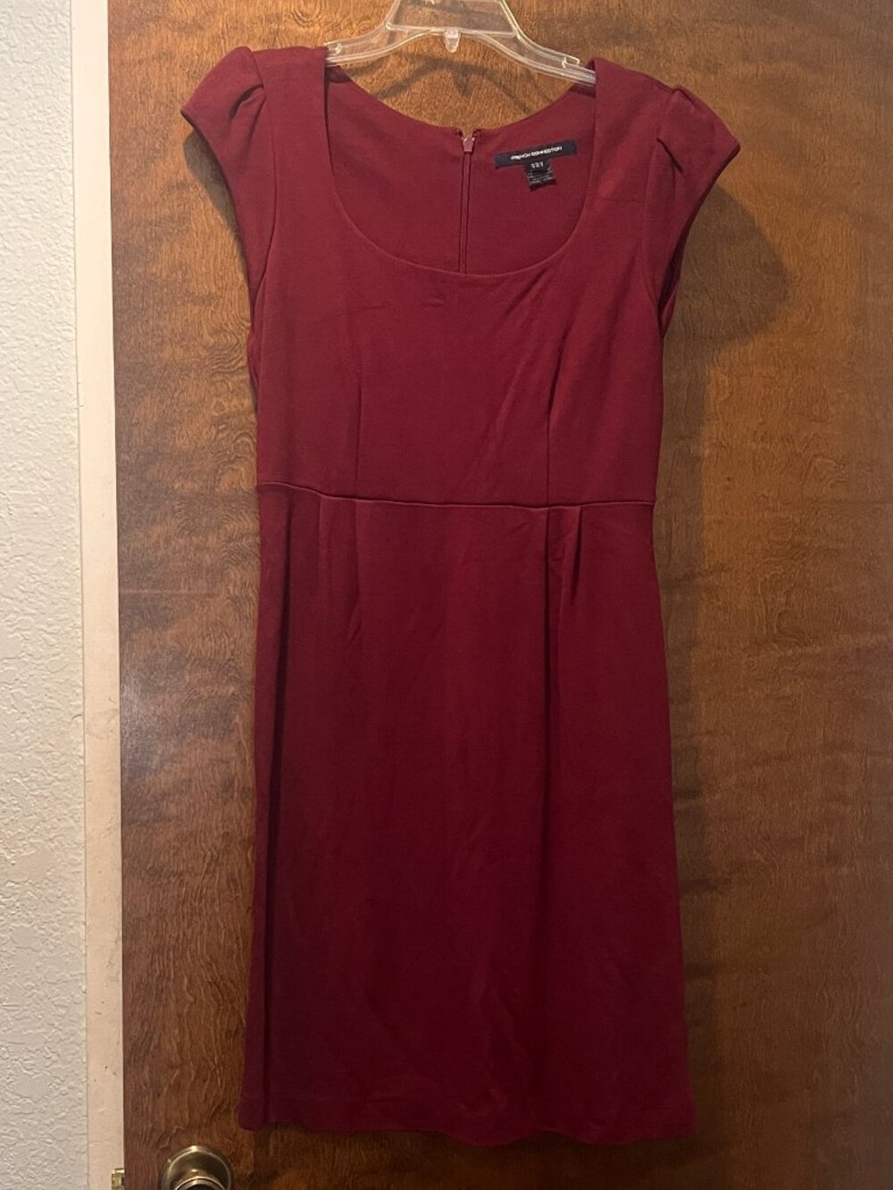 French Connection Burgundy Scoop Neck Cap Sleeve Cocktail Mini Dress Size 8